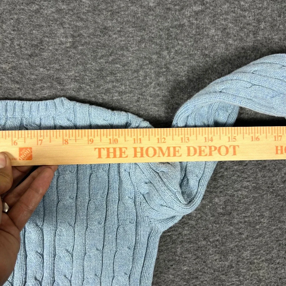 Vintage Ralph Lauren Cable Knit Sweater Kids Small Light Blue Preppy Academia